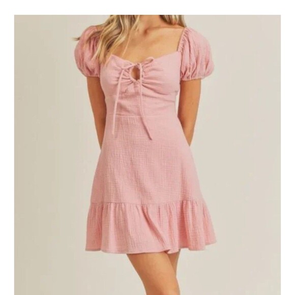 Lush Dresses & Skirts - Lush Small Smock Dress Gauzy Puff Sleeve Tiered Lined Prairie Cottage NEW NWT